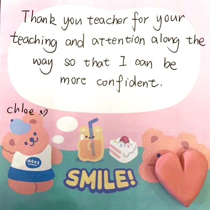 A card to the teacher