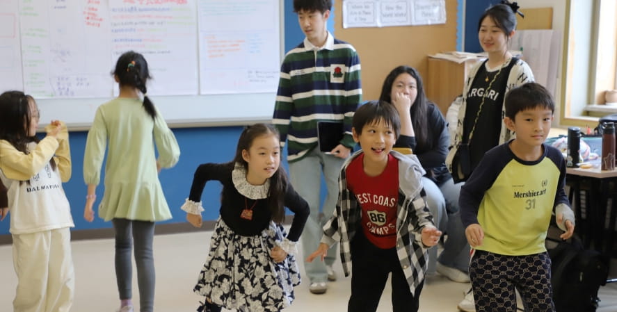 Learning centers where secondary students teach their elementary school peers