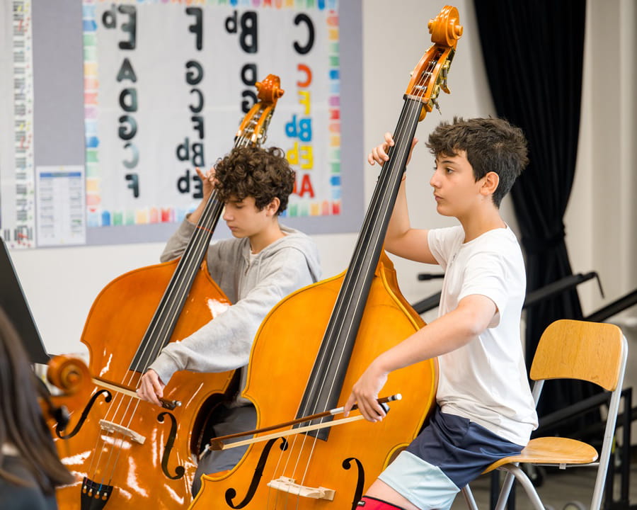 Secondary students in music class
