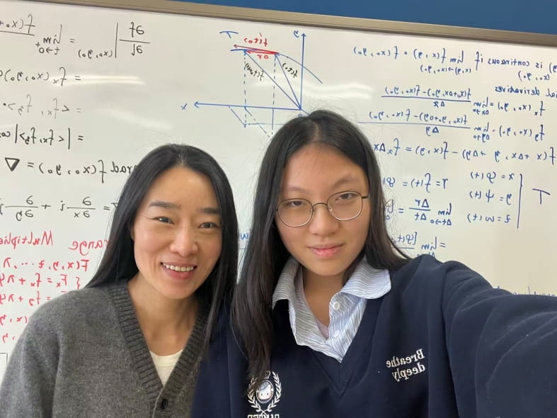 Amy and Dr. Liu, math teacher
