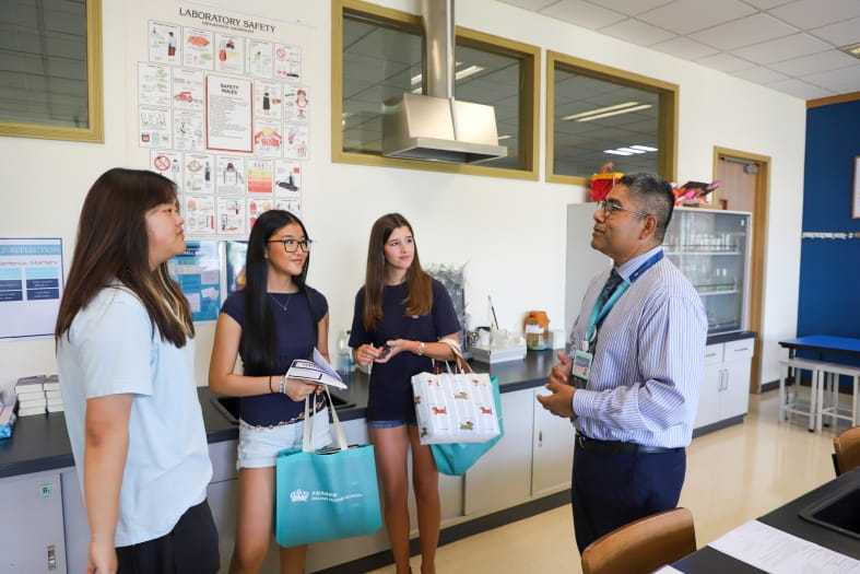 science teacher and students