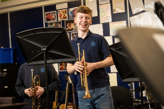 student with a trumpet
