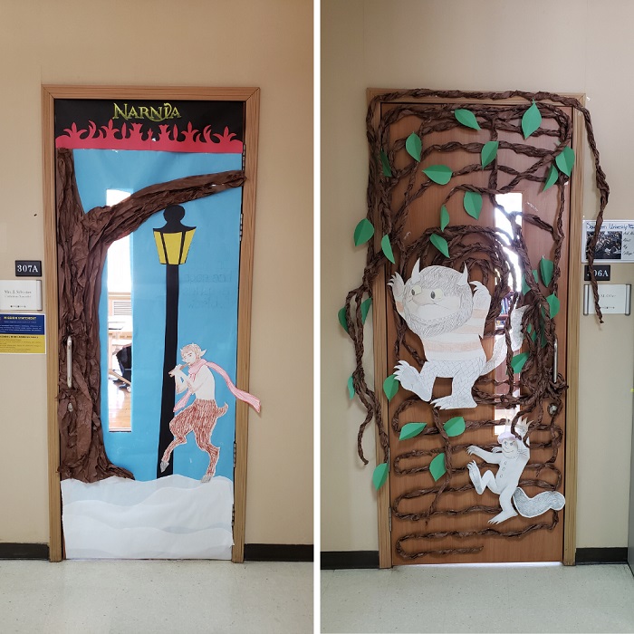 Decorated doors in secondary