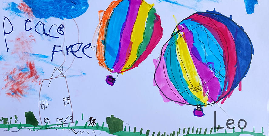 A drawing of air balloons